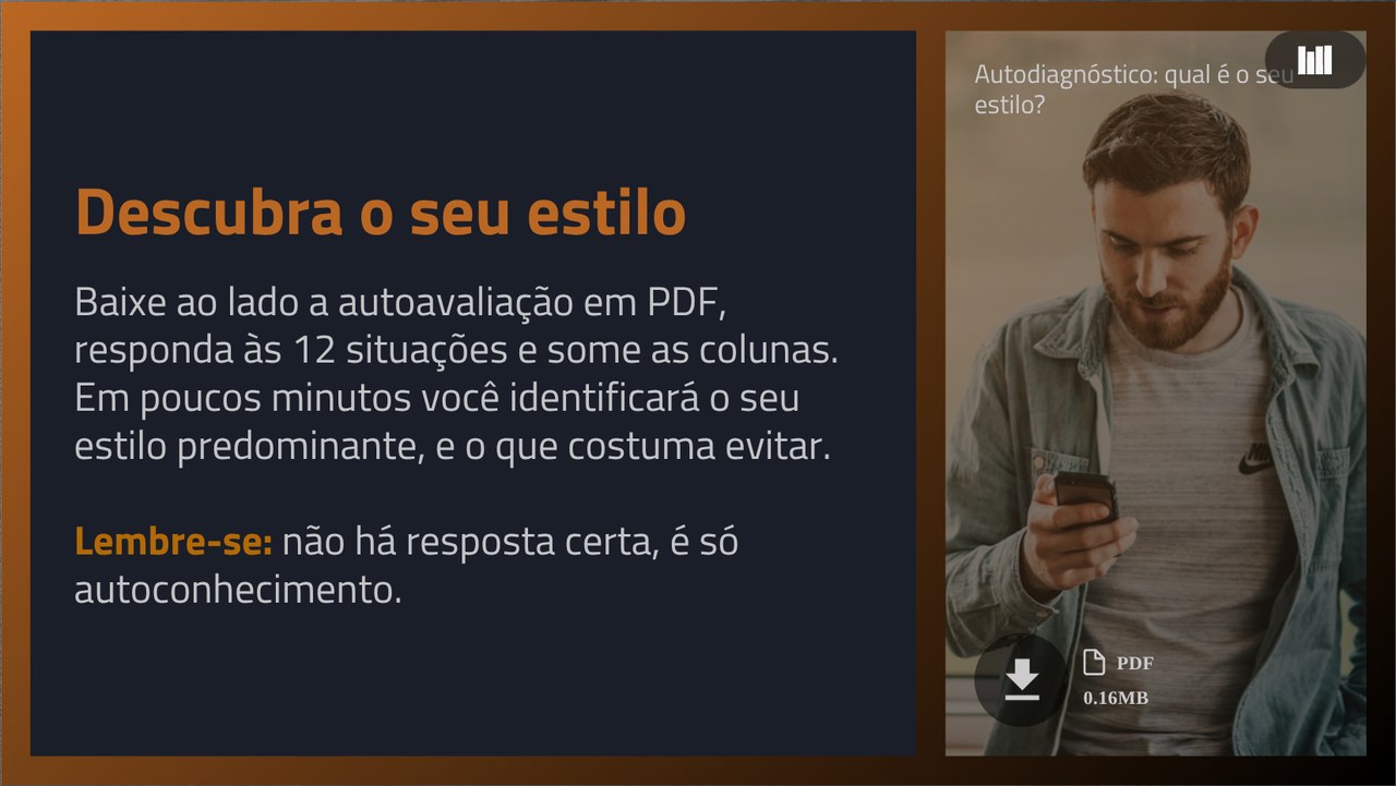 Autoavaliação em PDF para o líder descobrir o próprio estilo
