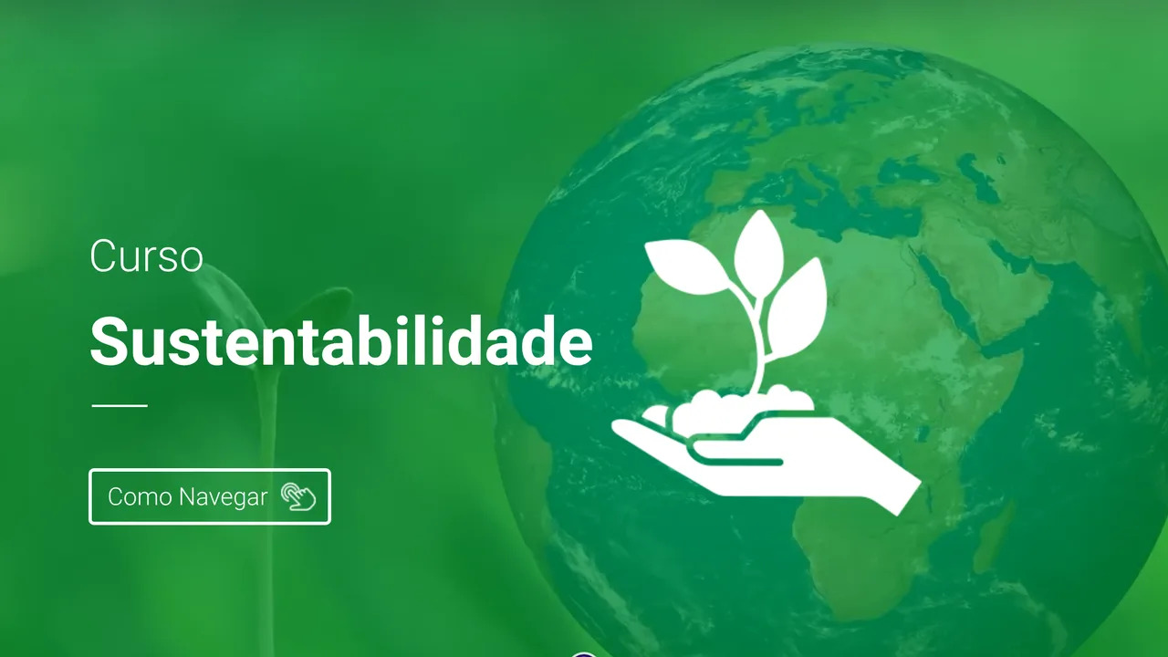 A abertura do conteúdo de Sustentabilidade, com a navegação explicada
