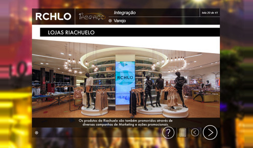 Screen from an onboarding course for a retail chain, with a photo of the store and the course navigation